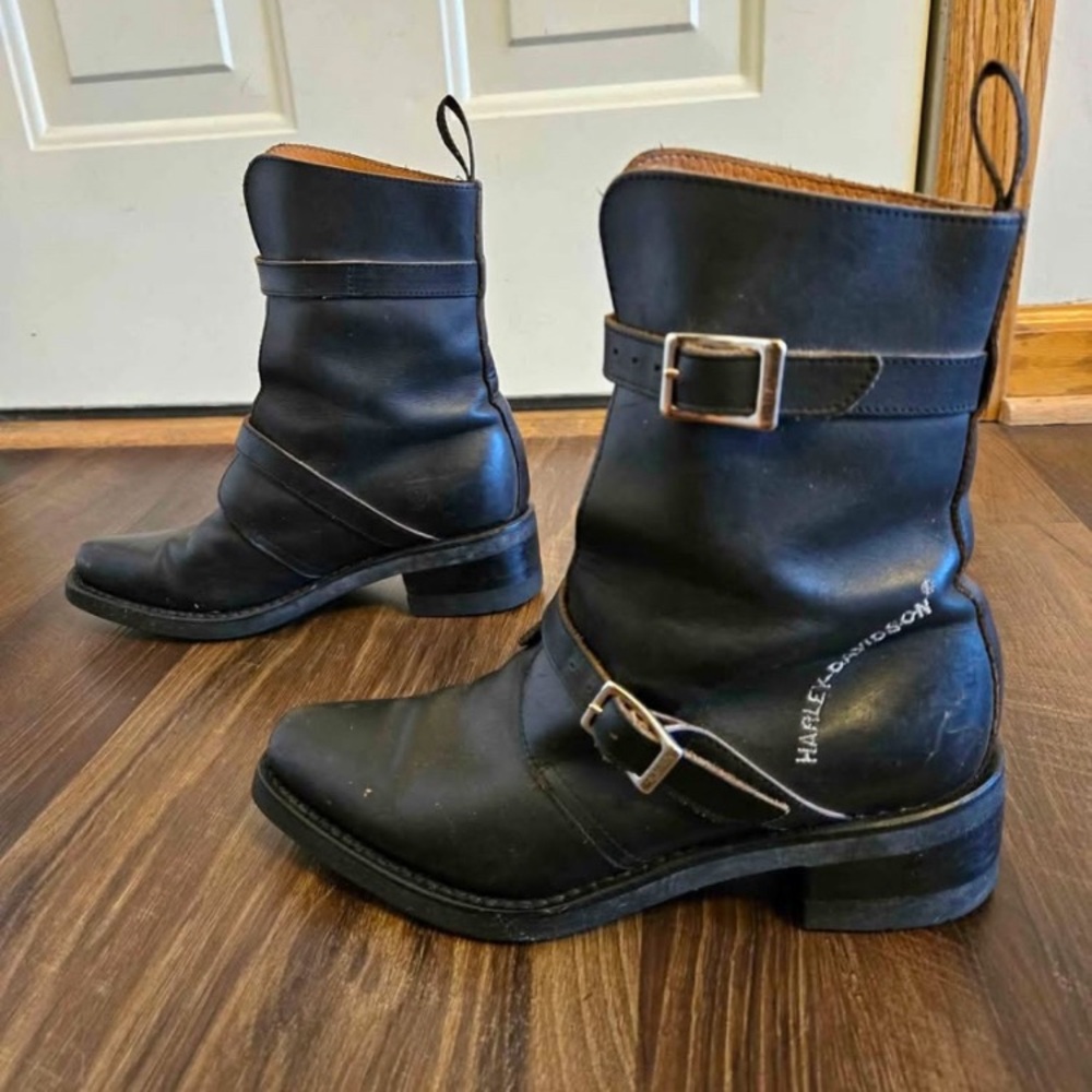 Harley-Davidson Black Leather Moto Boots